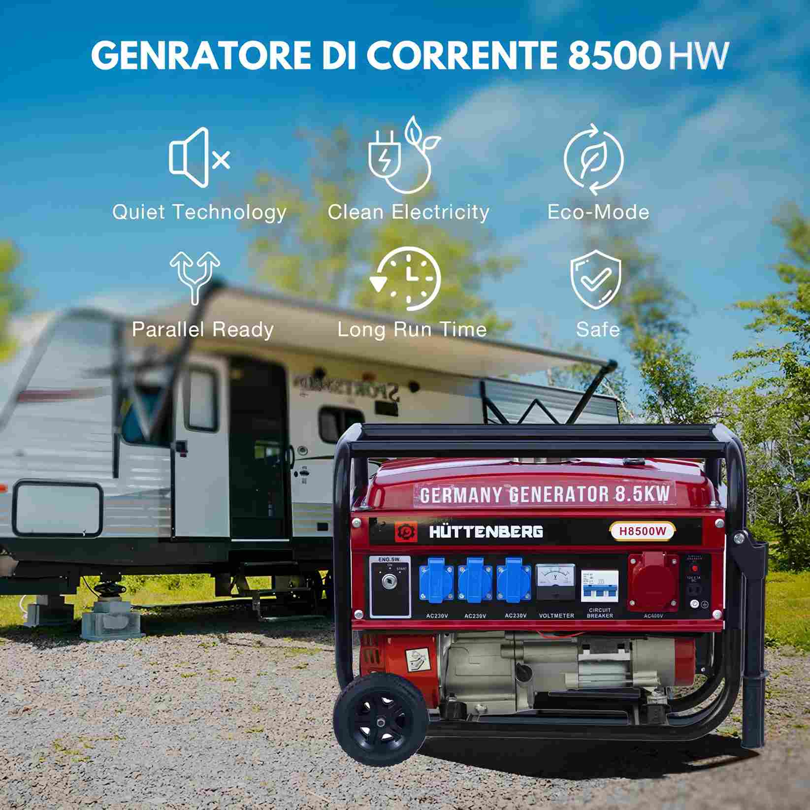 Generatore di Corrente H-8500W (220/380v) Con Chiave